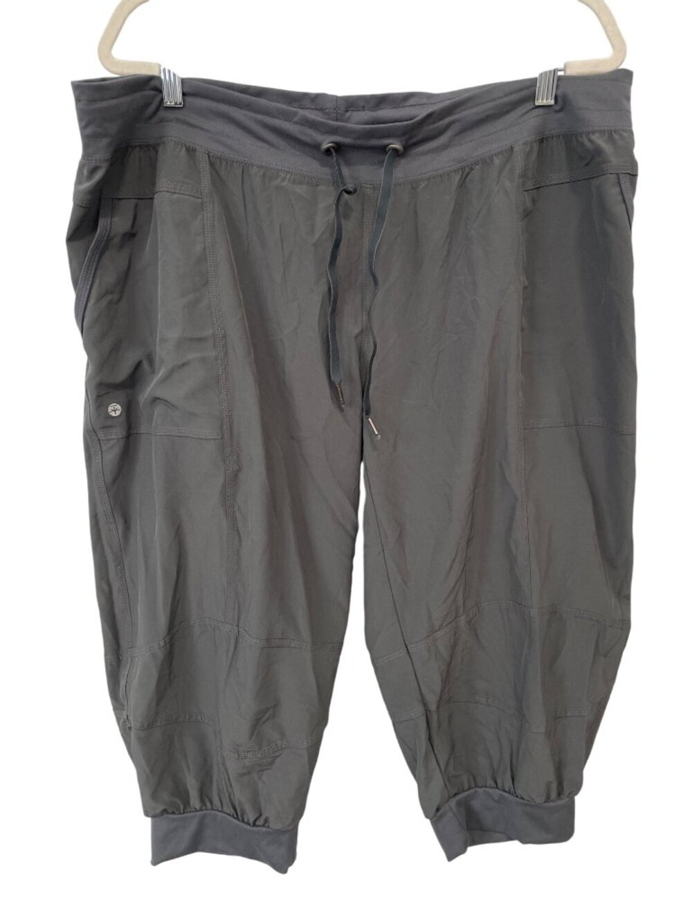 Soybu Jogger Pants 1X Pull On Cropped Elastic Waist Drawstring Athleisure Gray